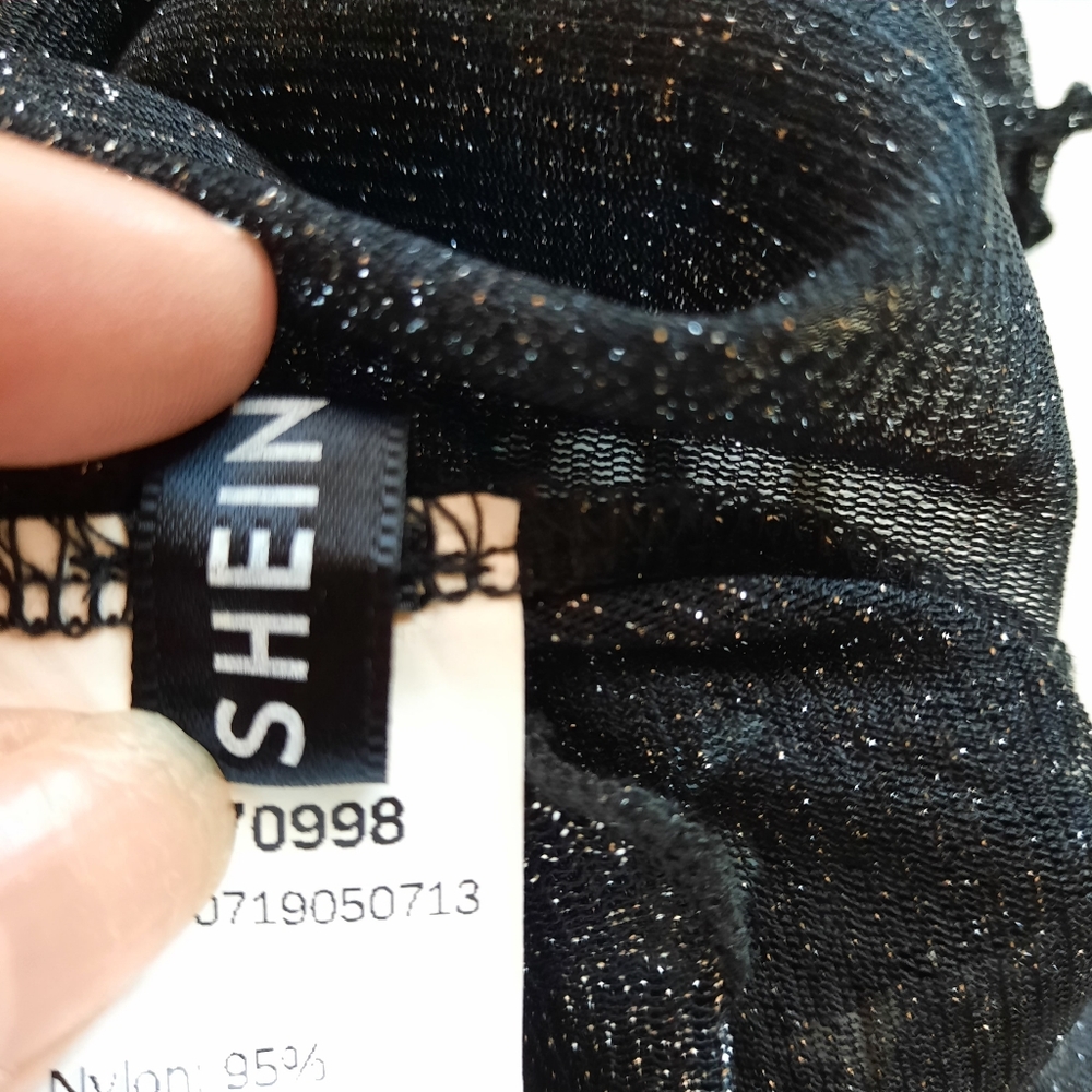 Shein sheer crop top with silver sparkles size S - Picture 8 of 11